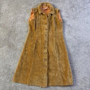 True Vintage 1960s 1970s Jerell of Texas Brown Corduroy Maxi Dress Women's Small